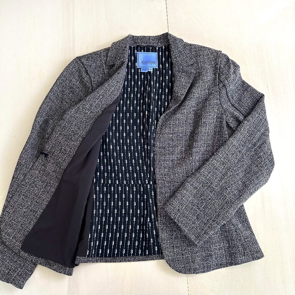 NWOT Kay Unger Brown Tweed Blazer Suit Coat Women's 14 NEW